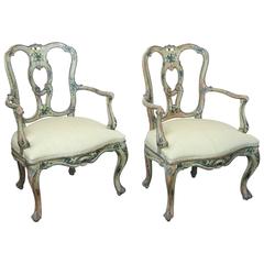 Pair of 18th Century Painted Venetian Armchairs 10