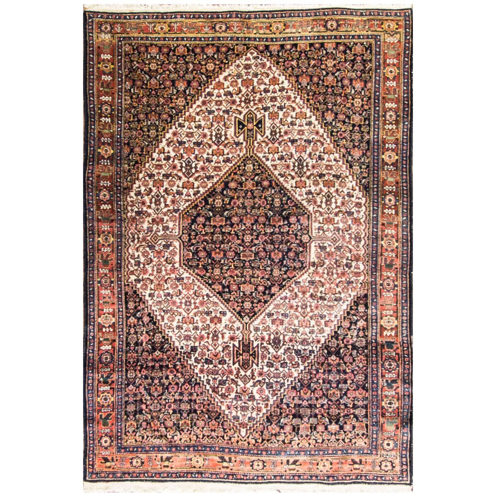 Antique Persian Senneh Rug, 4'6" x 5'10".   For Sale