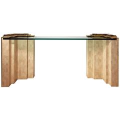 1970s Tiered Tessellated Stone and Glass Console by Maitland-Smith 