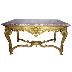 Fine French 19th Century Louis XV Style Giltwood Carved Figural Center Table