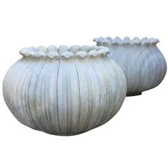 Pair of Tulip Marble Jardinieres
