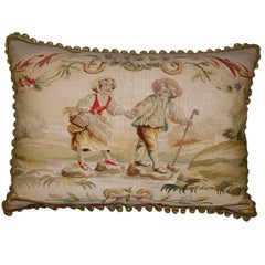 French Aubusson Tapestry Pillow, circa 1850