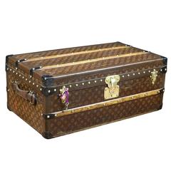 1930s Louis Vuitton Stencil Canvas Cabin Trunk with Key