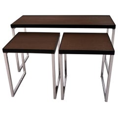 Nesting Tables 1970s Wenge and Chrome