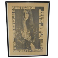 Vintage Janis Joplin Framed 1969 Concert Advertisement for University of Toledo