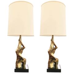 Pair of Sculptural Table Lamps by Maurizio Tempestini