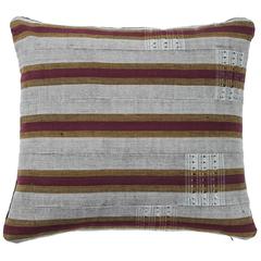 Ashante African Pillow, Burgundy Red, Gray and Gold