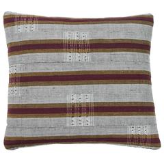 Ashante African Pillow, Burgundy Red, Gray and Gold