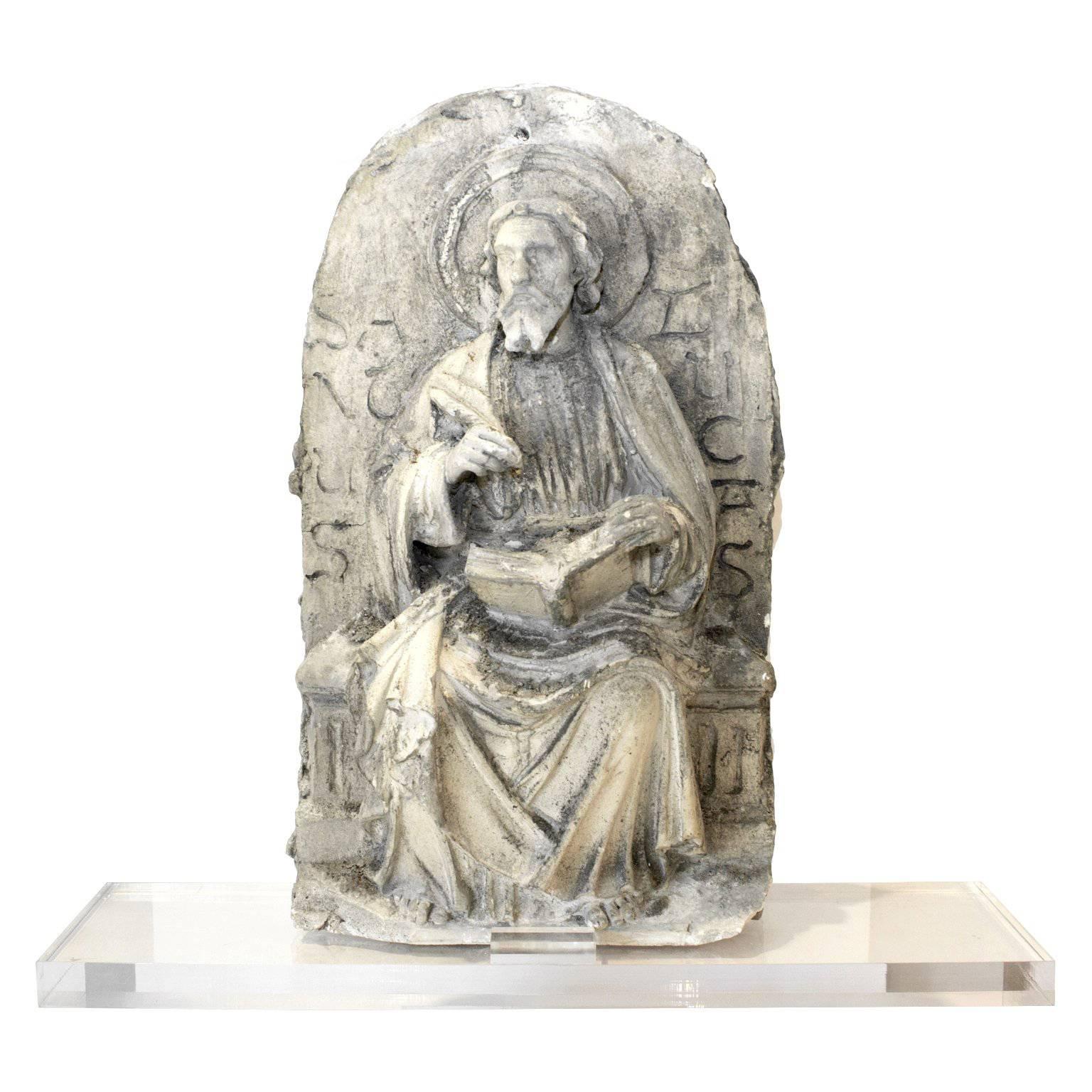 19th C. Belgian Plaster Master Altarpiece of St. Luke the Evangelist on Acrylic