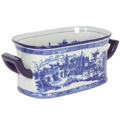 Vintage Blue and White Porcelain Staffordshire Style Oblong Planter