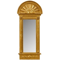 Antique Swedish Gilded Mirror, circa 1820 with Arched Crest and Flanking Half Columns