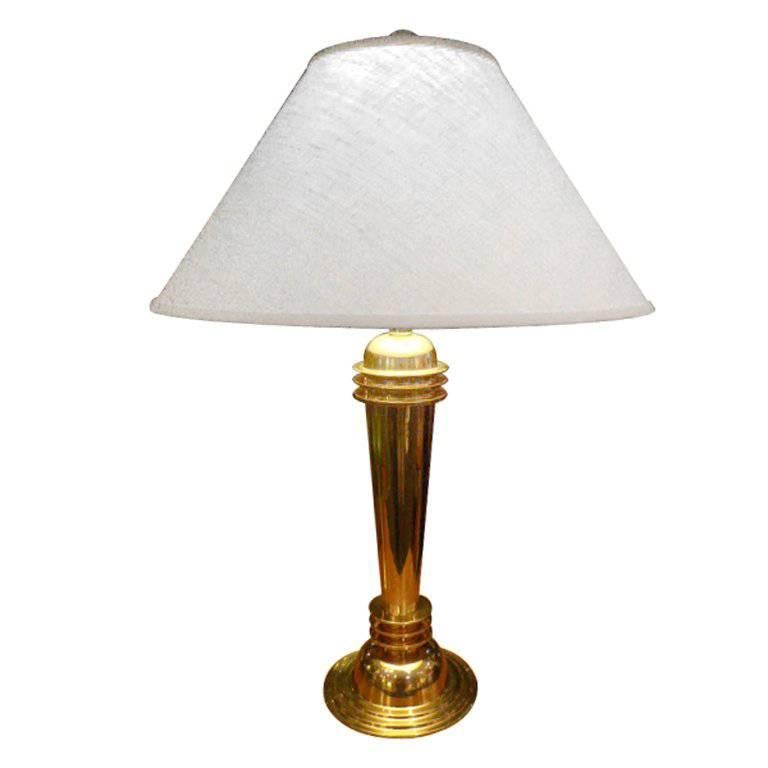 Great Machine Age Deco Style Brass Table Lamp For Sale at 1stdibs