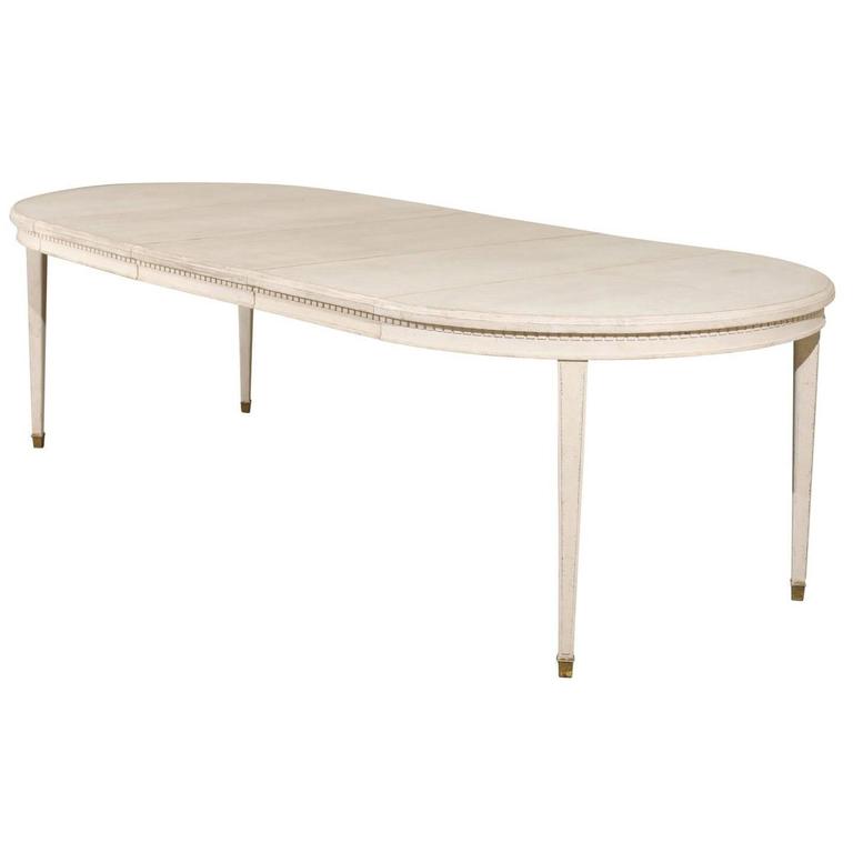 Swedish Gustavian Style Oval Dining Room Table With Extensions And Swedish Gustavian Style Oval Dining Room Table With Extensions And Tapered Legs For