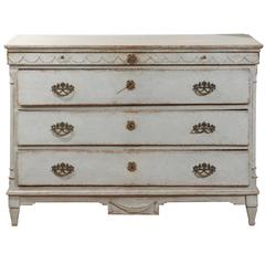 Swedish Neoclassical Early 19th Century Painted Commode with Carved Swags
