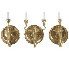 Set of 3 Cobra Wall Sconces in Brass 6