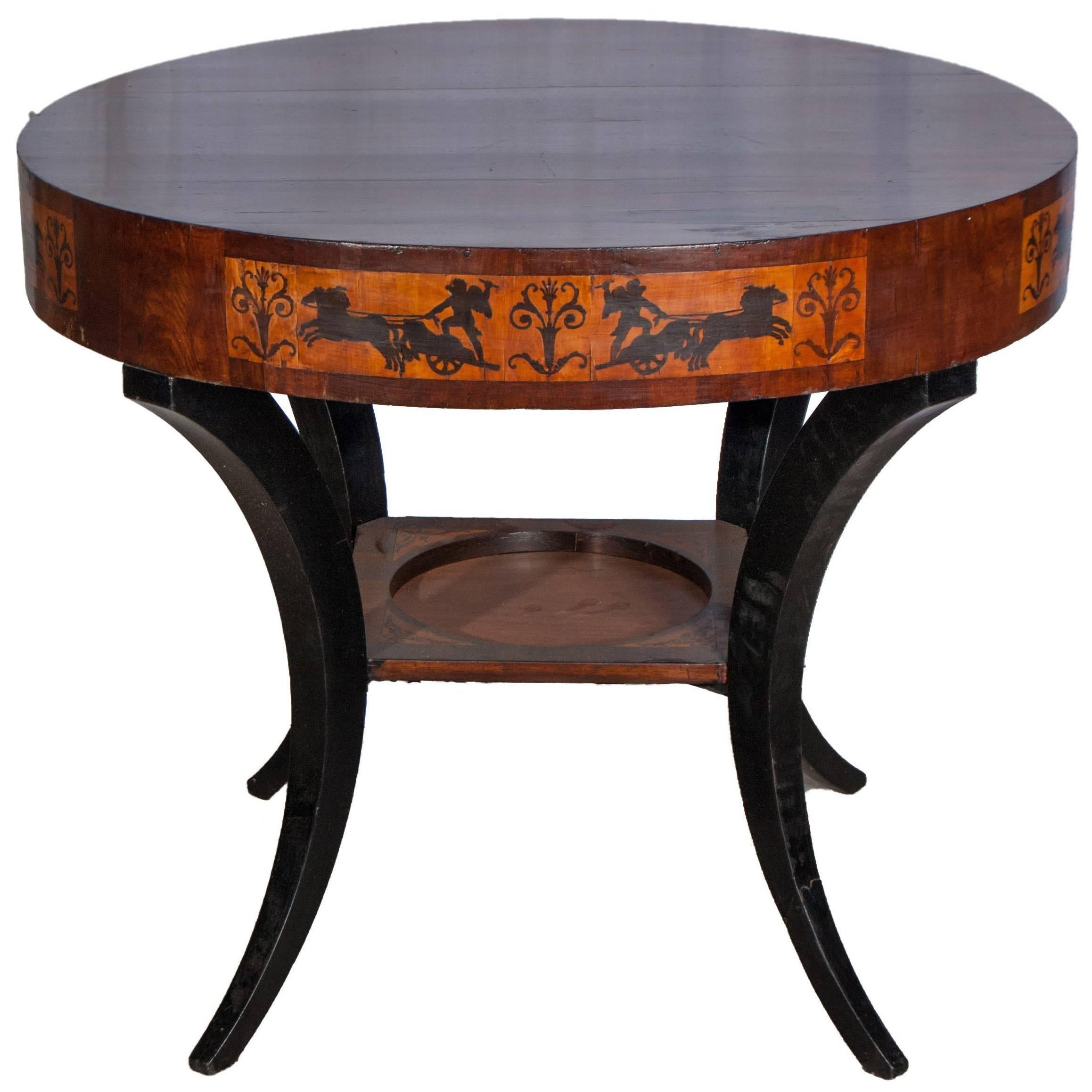 Neapolitan Neoclassical Inlaid Gueridon Side Table For Sale