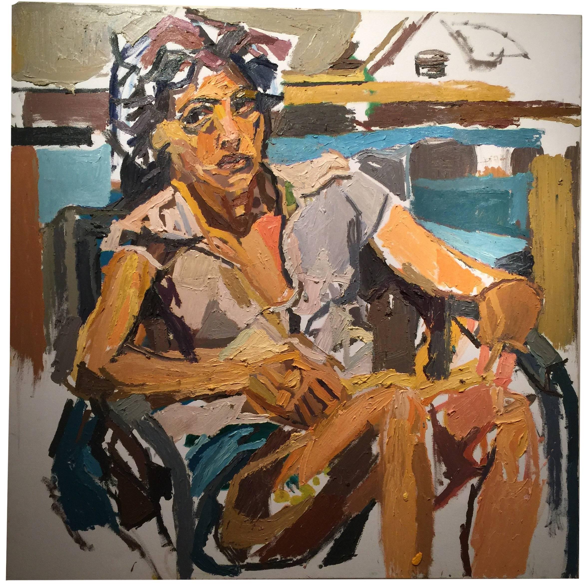 Portrait of Babs Oil Painting by New York City Artist Clintel Steed, 2011 For Sale