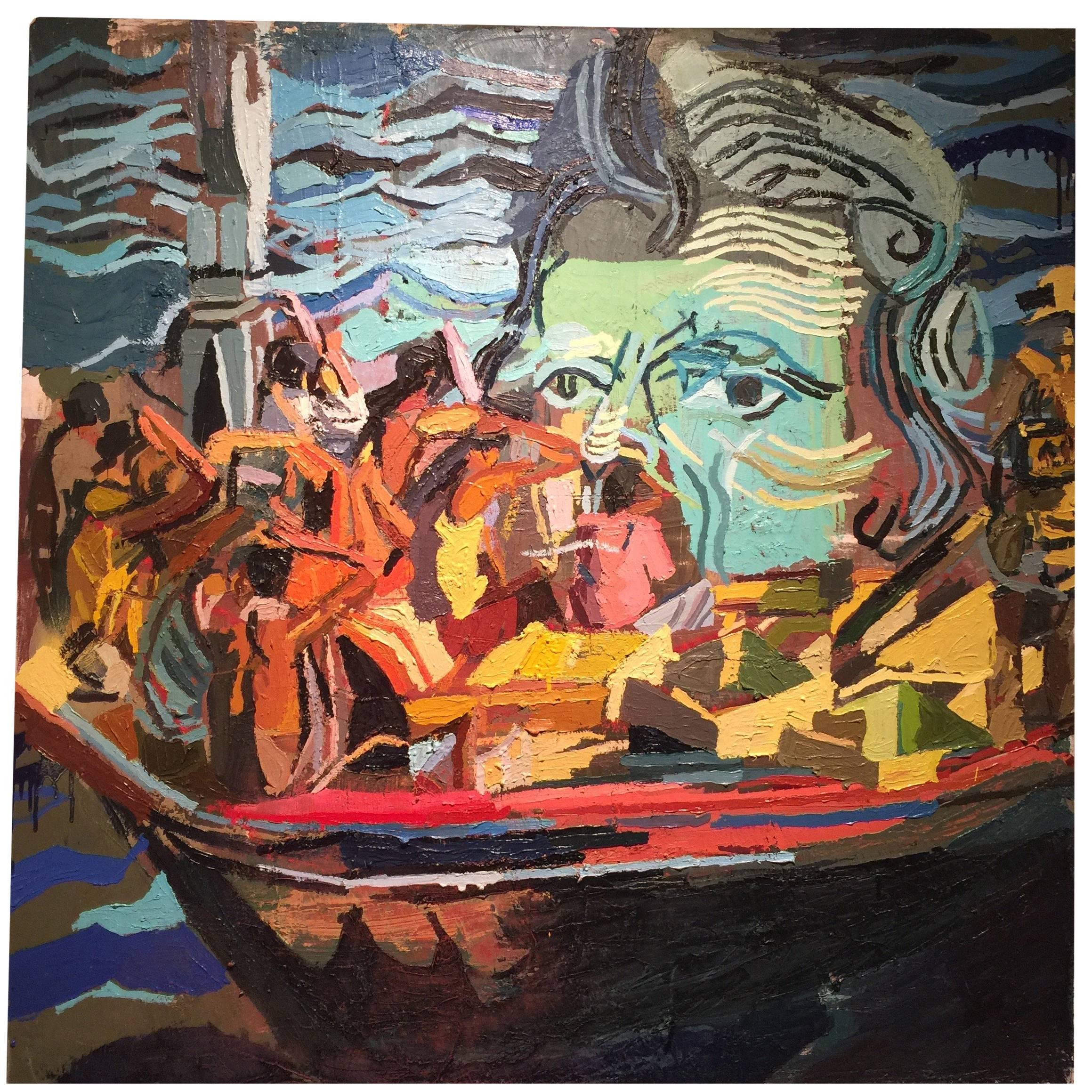 Somali Pirates with Jackson Oil Painting by New York Artist Clintel Steed, 2014