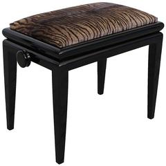 Art Deco Black Lacquer Adjustable Height Piano Bench circa 1935