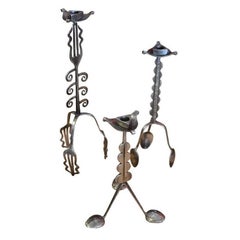 Set of Three Sculptural Silver Plate Candlesticks 12