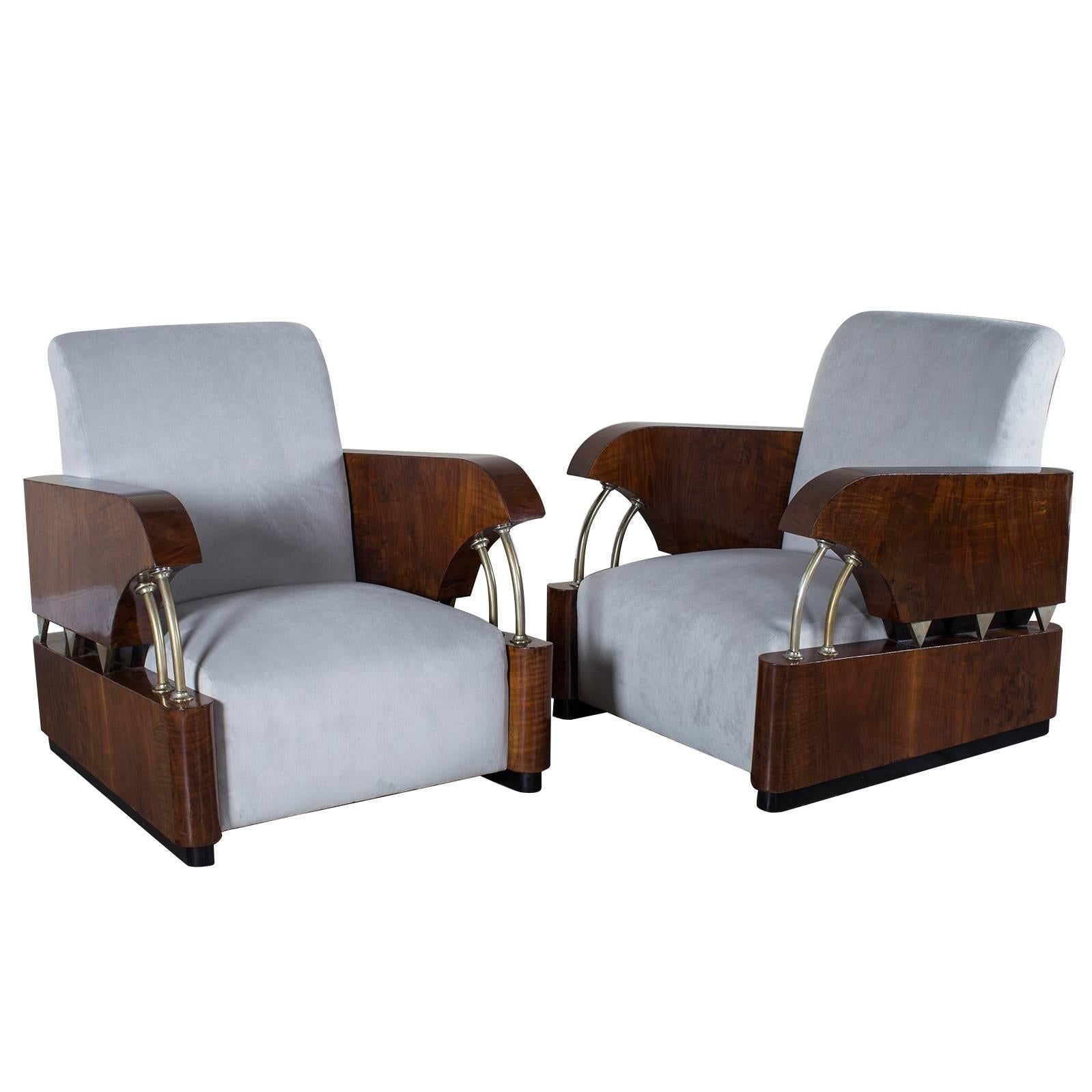 Pair of Vintage French Art Deco Period "Normandie" Armchairs, circa 1930