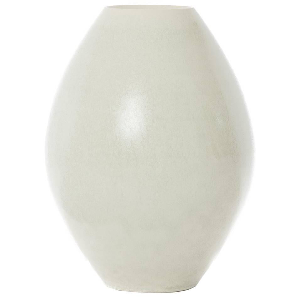 Small Porcelain Ellipse Vase with Pale Mineral Glaze