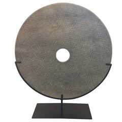 Large Grey Textured Disc, China, Contemporary 3