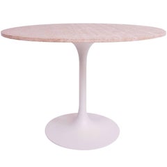 Tulip Dining Table, Aluminum Base with Travertine Top