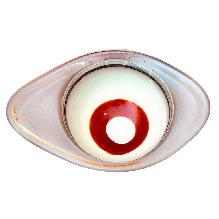 Italy 1950s Oval Blown Glass Ceiling Light or Sconce
