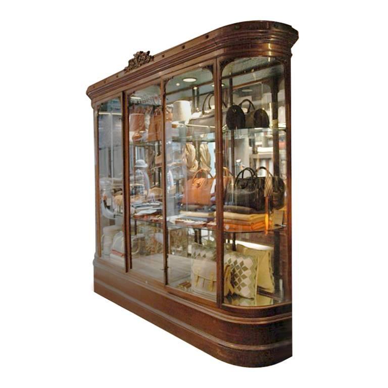 Large Ornate Mahogany Display Case For Sale