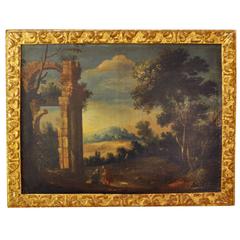 Pair of Roman School Landscape Paintings, 18th Century