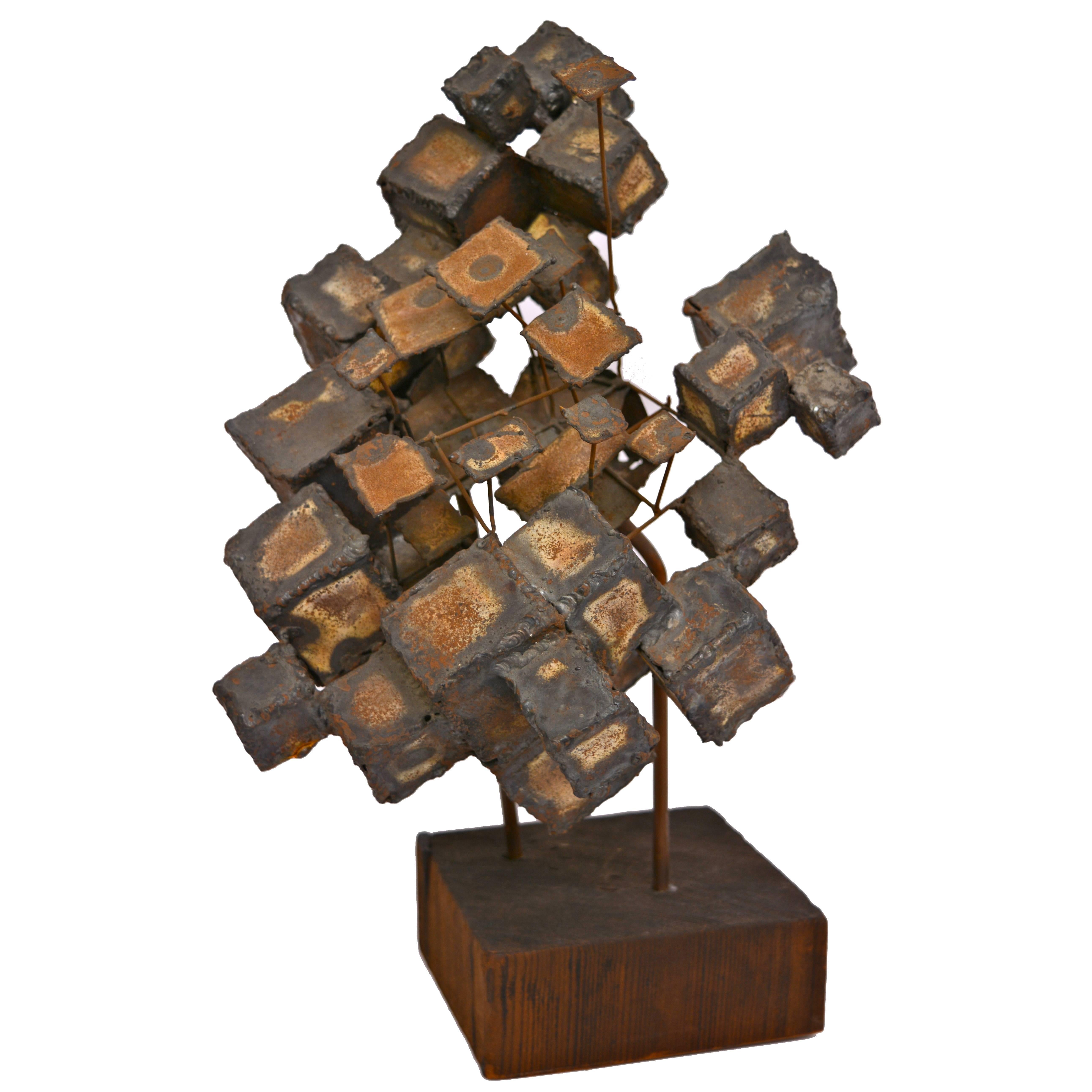 Brutalist Floating Cube Sculpture 