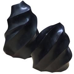 Set of Black Stone Spiral Sculptures, Brazil, Prehistoric Set of Black Stone Spiral Sculptures, Brazil, Prehistoric