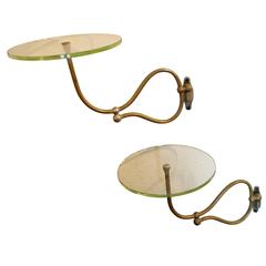 Pair of Circular Articulating Wall Mount Shelves