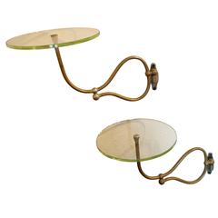 Pair of Circular Articulating Wall Mount Shelves