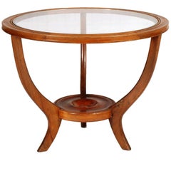 1940s Mid-Century Modern Coffee Table in Walnut with Glass Top