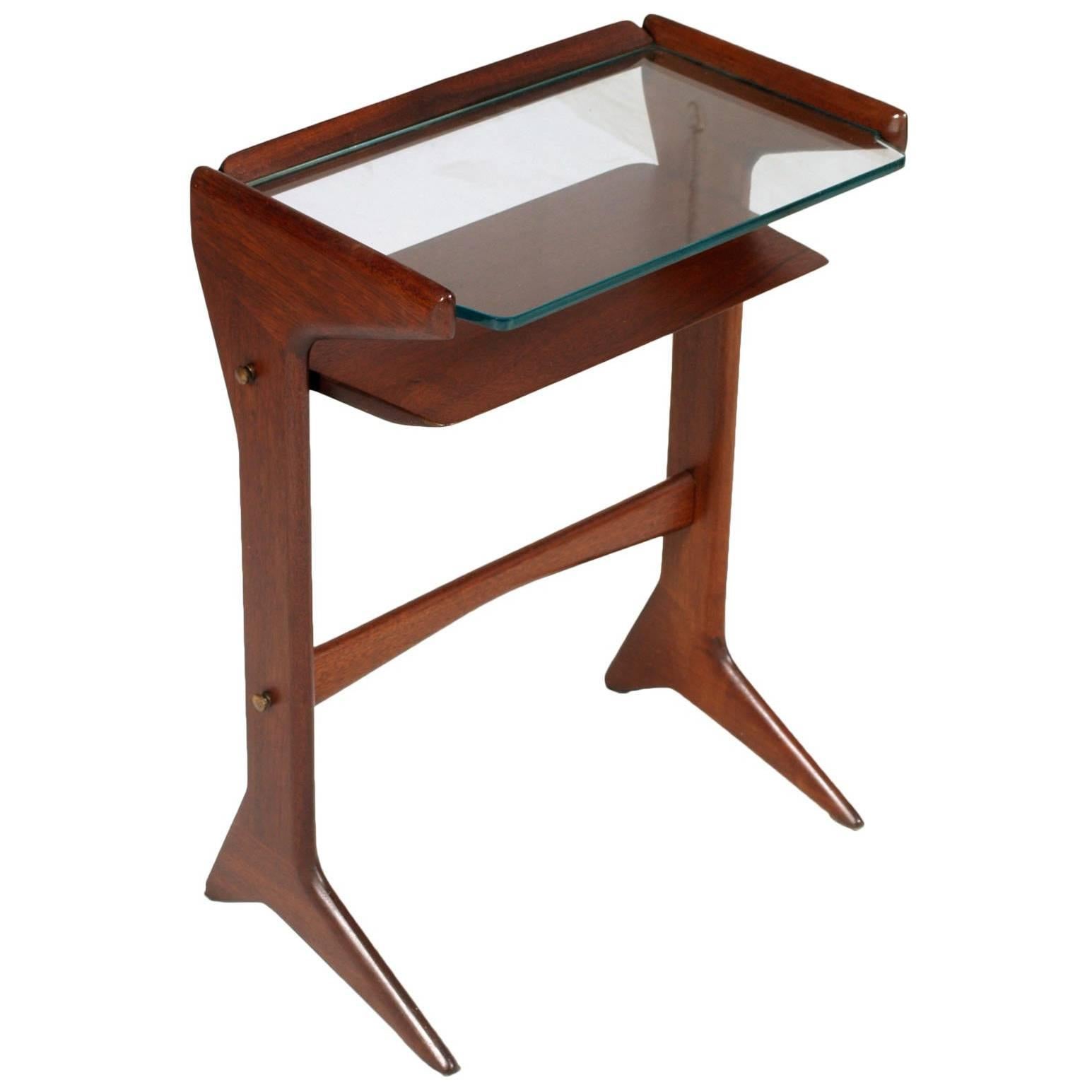 Console Nightstand by Cesare Lacca Mid-Century Modern in Mahogany wax polished For Sale