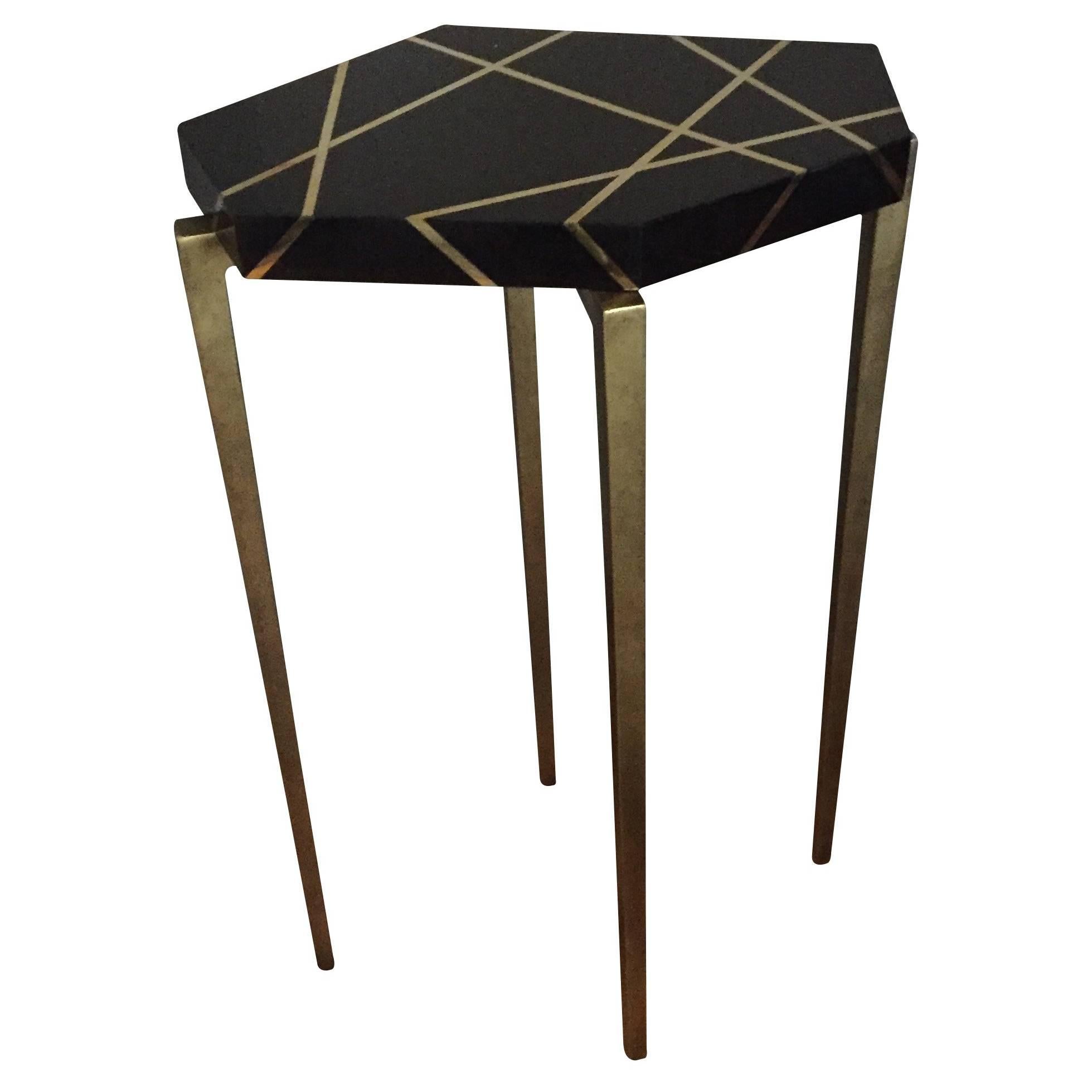 Black with Bronze Inlay Cocktail Table, France, Contemporary