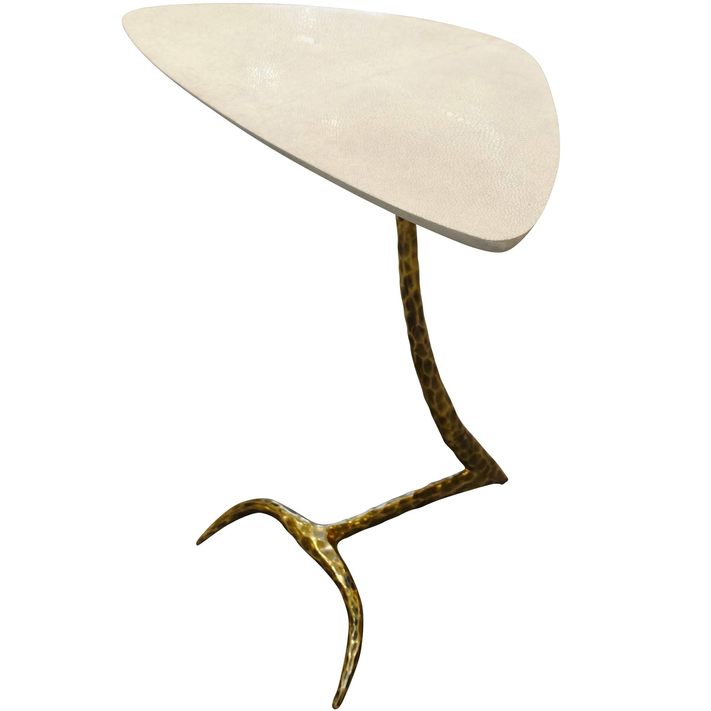 Cream Shagreen Top Cocktail Table, France, Contemporary