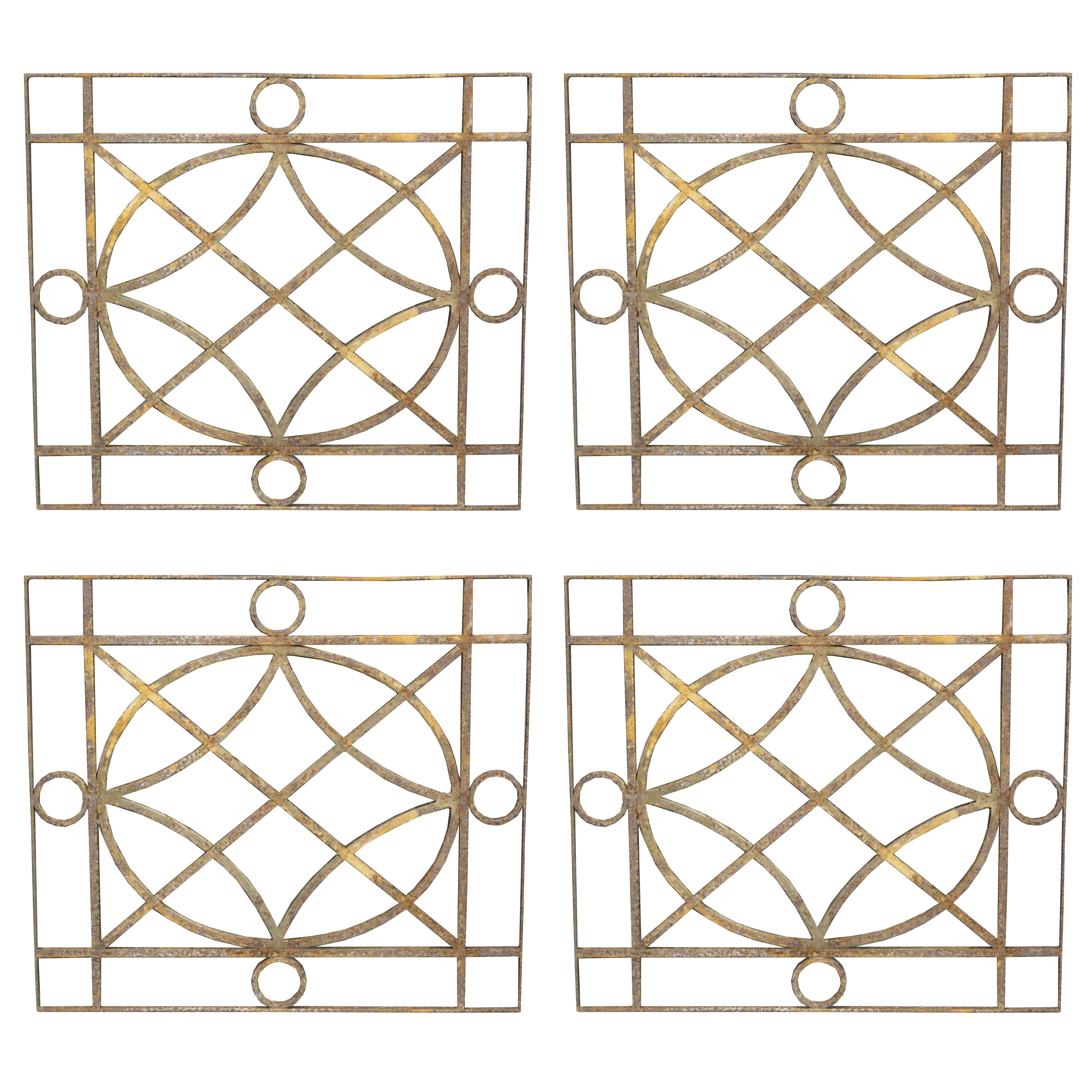 Set of Four Cast and Wrought Iron Panels