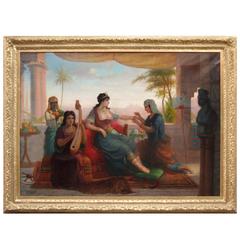 Antique Large Oil on Canvas Signed L. Pradard, "Cleopatra", Orientalist Scene