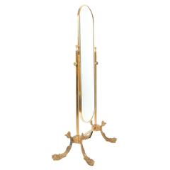 Floor Standing Mirror Made from Brass, France 1970