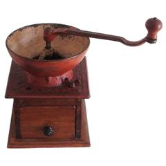 Fantastic Large Tabletop Coffee Grinder with Original Salmon Paint 6