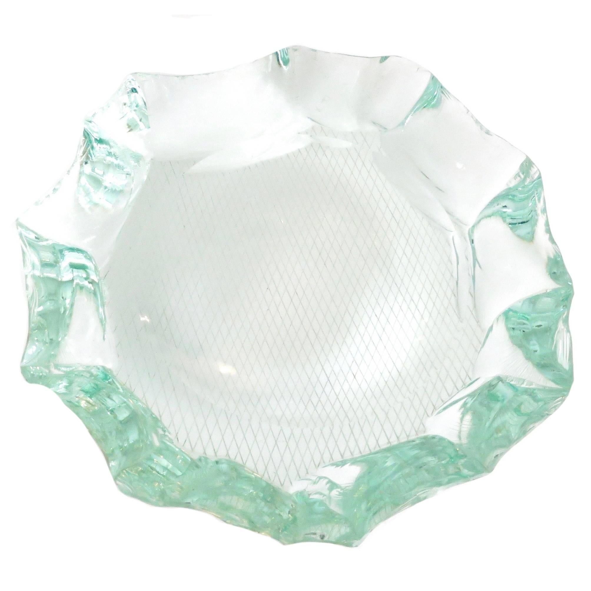 Scalpellato Italian Glass Dish or Vide Poche by Pietro Chiesa Fontana Arte
