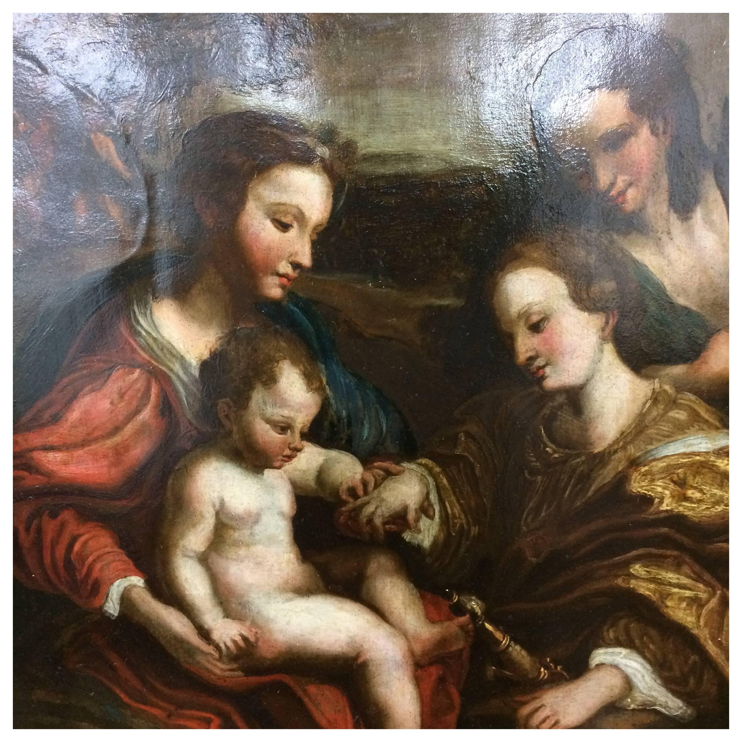 Oil on Copper, Holy Family, 17th Century For Sale