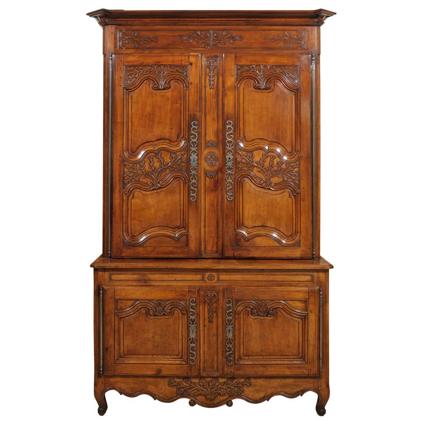 19th Century French Buffet Deux Corps in Cherry, circa 1820 For Sale