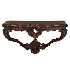 Carved Rosewood Rococo Revival Wall-Mounted Console Table, circa 1870-1890
