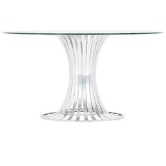 Vintage Russell Woodard Aluminium Dining Table with Glass Top, circa 1960