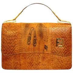 Vintage 1960 Lizard Designer Purse by Fendi Ladies Clutch Hand Bag