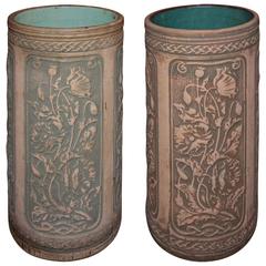 19th Century Pottery Hand Molded Vases